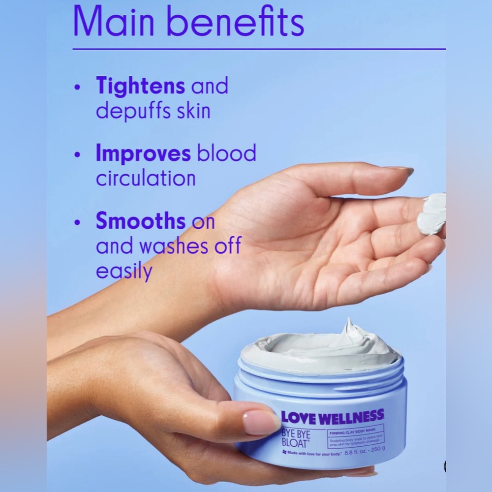 New In The Bottle Sealed Love Welness BYE BYE BLOAT® FIRMING CLAY BODY MASK